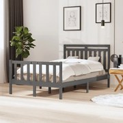 Estrutura de cama dupla pequena 120x190 cm madeira maciça cinza