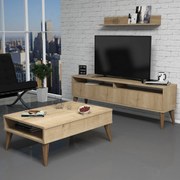 Conjunto de Mobiliário de Sala Best – Carvalho – TV Stand 150x50x30 cm
