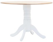 vidaXL Mesa de jantar 106 cm seringueira maciça branco e castanho