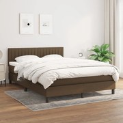 vidaXL Cama com molas/colchão 140x200 cm tecido castanho-escuro