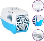 vidaXL Transportadora 48x31,5x33 cm polipropileno branco e azul