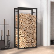 vidaXL Suporte para lenha 50x28x94 cm aço preto mate