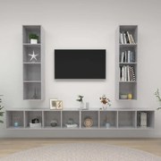 vidaXL Armários de parede para TV 4 pcs contraplacado cinzento cimento