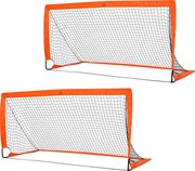 HOMCOM Conjunto de trave de futebol, leve, montagem fácil, bolsa de transporte, tubos de aço, 183x90x90 cm, Laranja | Aosom Portugal