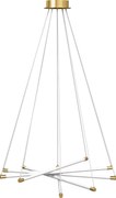 HOMCOM Luminária de teto LED, 50W, 5 tubos de luz ajustáveis, personalizável, iluminação de teto para sala de estar, sala de jantar, cozinha, Dourado+Branco | Aosom Portugal