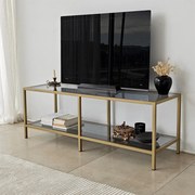 Suporte de TV Basic – Cinzento Escuro e Dourado – 130x45x40 cm