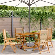 vidaXL Cadeiras jardim reclináveis 4 pcs madeira de acácia maciça bege