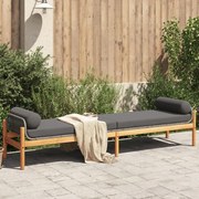 vidaXL Banco de jardim com almofadão acácia e vime PE cinzento