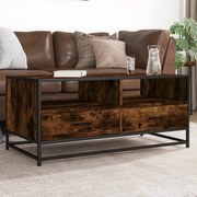 vidaXL Mesa de centro 100x50x45cm deriv. madeira/metal carvalho fumado