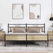 Estrutura de cama sem colchão 200x200cm metal carvalho sonoma