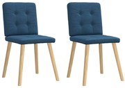 Cadeiras de jantar 2 pcs tecido azul