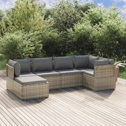 vidaXL 6 pcs conjunto lounge de jardim c/ almofadões vime PE cinzento