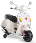 HOMCOM Mota Elétrica para Crianças com Licença Vespa com Música Velocidade 2-3 km/h e Buzina 102x50,5x75,5 cm Branco