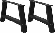 vidaXL Pés para mesa de centro em formato A, 2 peças, preto, 70x(30-31) cm, aço