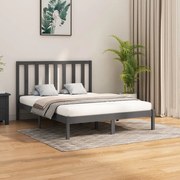 Estrutura de cama king 150x200 cm madeira maciça cinzento