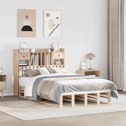 vidaXL Cama com estante sem colchão 135x190 cm pinho maciço