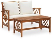 vidaXL 2 pcs conjunto lounge de jardim c/ almofadões acácia maciça