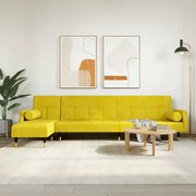 vidaXL Sofá-cama em forma de L 271x140x70 cm veludo amarelo