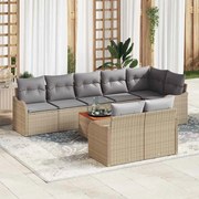 vidaXL Conjunto de Sofá de Jardim 9 Peças com Almofadas Beige em Rattan de Poliéster e Madeira de Acácia