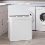 Cesto para roupa suja em bambu de 41,5 x 62,5 x 61 cm branco
