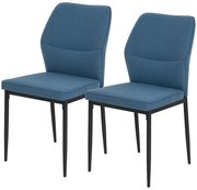 HOMCOM Cadeiras de Jantar Conjunto de 2 Modernas com Assento Acolchoado e Estofado Encosto Curvo 45x57x86 cm Azul Escuro | Aosom Portuga