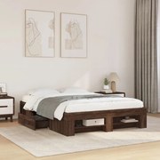 vidaXL Estrutura cama s/ colchão derivados madeira carvalho castanho