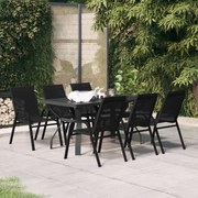 7 pcs conjunto de jantar para jardim preto