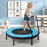 Trampolim infantil 102 cm ou de fitness para interior/exterior com barra em espuma e colchão de segurança para crianças Azul