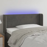 Cabeceira cama c/ luzes LED veludo 103x16x78/88 cm cinza-escuro