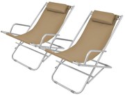 vidaXL Cadeiras de jardim reclináveis 2 pcs aço cinzento-acastanhado