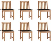 vidaXL Cadeiras de jardim 6 pcs c/ almofadões madeira de teca maciça