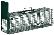 Outsunny Armadilha para Animais Vivos com Porta Gaiola de Captura com Alça de Transporte para Coelhos Raposas Pequenas 60x18x20cm Verde Escuro | Aosom Portugal