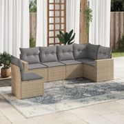 vidaXL 6 pcs conjunto de sofás p/ jardim com almofadões vime PE bege