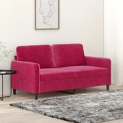 vidaXL Sofá de 2 lugares veludo 140 cm vermelho tinto