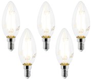 Conjunto de 5 Lâmpadas LED E14 B35 Transparentes 2.2W 470 lm 2700K