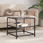 Mesa de centro com topo em vidro preto 50x50x45 cm aço