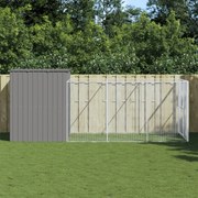 vidaXL Casota cães c/ parque 214x457x181 cm aço galvaniz. cinza-claro
