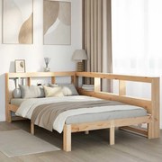 vidaXL Cama com estante sem colchão 120x200 cm pinho maciço