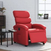 Poltrona reclinável elétrica couro artificial vermelho