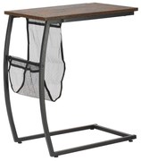 HOMCOM Mesa Auxiliar para Sofá e Cama em Forma de C com Bolso de Armazenamento Mesa Lateral de Estilo Industrial 52x35x64,5cm Marrom Rústico