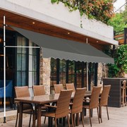 Toldo Telescópico e Retráctil Resistente aos UV à prova de água com manivela manual e altura ajustável para varanda de jardim 395 x 120 cm Cinzento