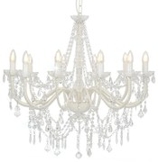 Lustre com contas lâmpadas 12 x E14 branco