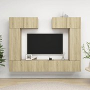 6pcs conjunto de móveis de TV derivados madeira carvalho sonoma