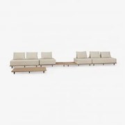 Conjunto De Jardim Com Sofá Modular De 4 Peças Com Mesa Lateral E Mesa De Centro 160x95 Cm Em Acácia Portet Gardénia Branco - Sklum