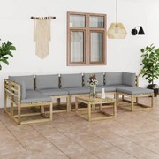 8 pcs conjunto lounge de jardim com almofadões pinho impregnado