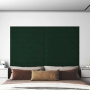 vidaXL Painel de parede 12 pcs 90x15 cm veludo 1,62m² cor verde-escuro