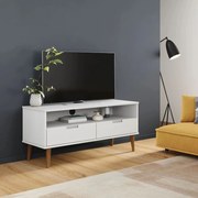 Móvel de TV MOLDE 106x40x49 cm pinho maciço branco