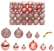 vidaXL Enfeites de Natal 100 pcs 3 / 4 / 6 cm rosa