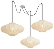 Candeeiro suspenso Japandi bege 50cm 3-luzes - Plu Japandi