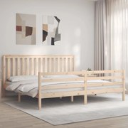 Estrutura de cama com cabeceira 200x200 cm madeira maciça